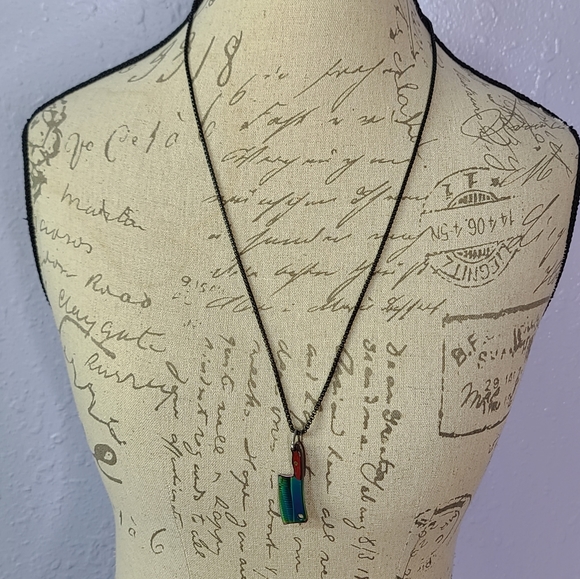 Hatchet Cleaver Wood Butcher Knife Iridescent Rainbow Necklace Wood - Picture 4 of 15